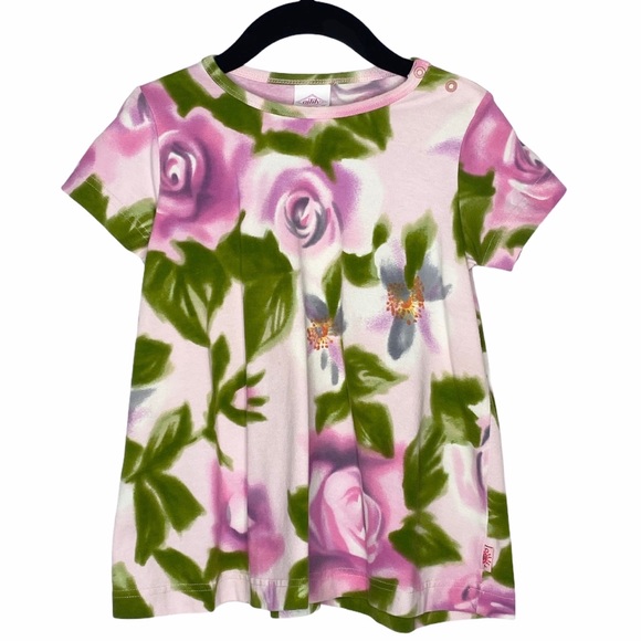 Vintage: Oilily ♔ Mommy + Me Floral Stretch T Shirt Dress ♔ Pink ♔ Medium / 12MO - Picture 9 of 16